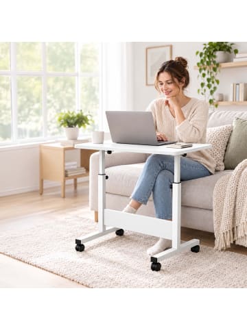 relaxdays Laptoptisch in Weiß - (B)60 x (H)67-90 x (T)40 cm