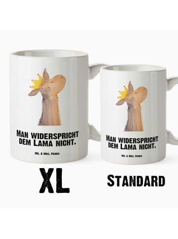 Mr. & Mrs. Panda Riesenkaffeetasse Lamakopf König mit Spruch in Weiß