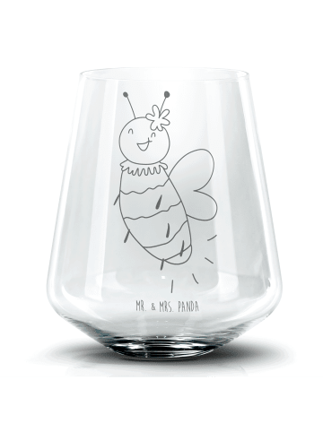 Mr. & Mrs. Panda Cocktail Glas Biene Blume ohne Spruch in Transparent