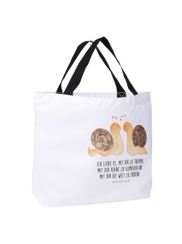 Mr. & Mrs. Panda Shopper Tasche Schnecken Liebe mit Spruch in Weiß