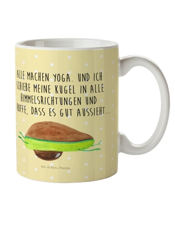 Mr. & Mrs. Panda Kindertasse Avocado Yoga mit Spruch in Gelb Pastell