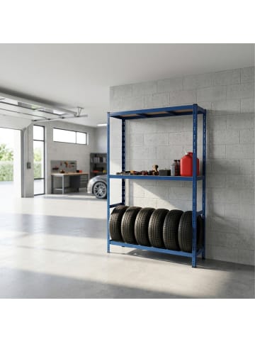relaxdays Reifenregal in Blau - (B)120 x (H)180 x (T)40 cm