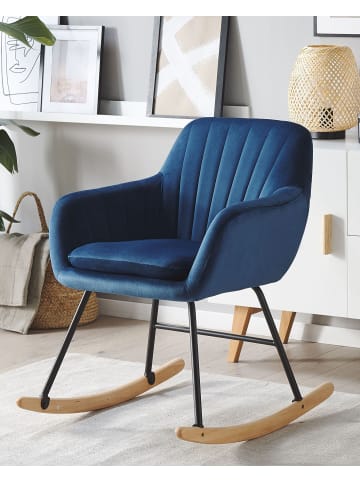 Beliani Schaukelstuhl LIARUM in Blau/Schwarz/Braun - (W) 60 x (H) 82 x (L) 74 cm