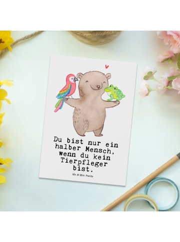 Mr. & Mrs. Panda Postkarte Tierpfleger Herz mit Spruch in Weiß