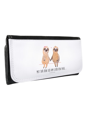 Mr. & Mrs. Panda Portemonnaie für Damen Faultier Pärchen mit Spruch in Weiß