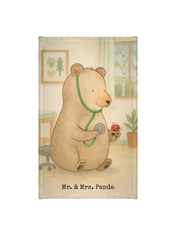 Mr. & Mrs. Panda Gästehandtuch Bär Arzt Design ohne Spruch in Weiß