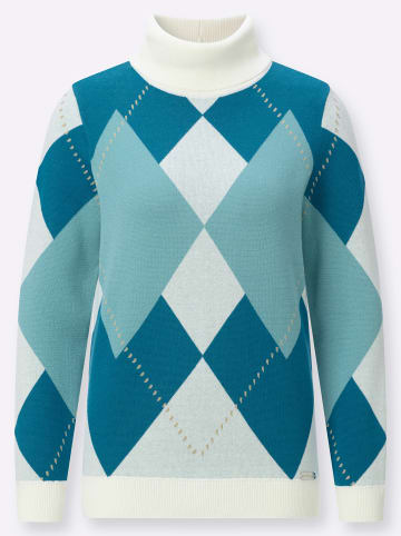 WITT WEIDEN Rollkragen-Pullover in aquapetrol-ecru