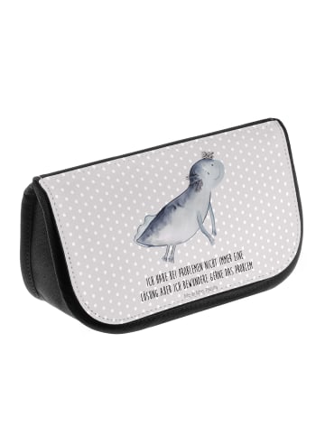 Mr. & Mrs. Panda Make-Up Tasche Axolotl Schwimmen mit Spruch in Grau Pastell