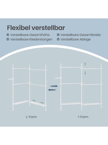 SONGMICS Kleiderständer Parson in Mattweiß - (B)238 x (H)300 x (T)33.5 cm