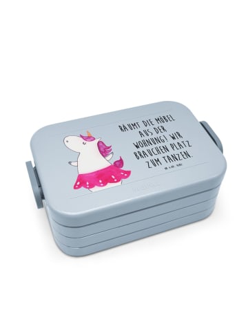 Mr. & Mrs. Panda Lunchbox Einhorn Ballerina Motiv mit Spruch in Blau Pastell