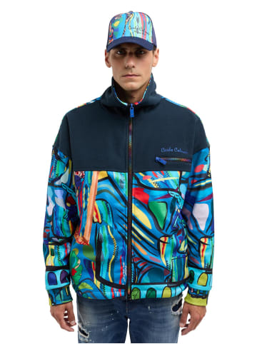 Carlo Colucci Funktions-Kapuzensweatjacke De Vigili in Navy / Mehrfarbig