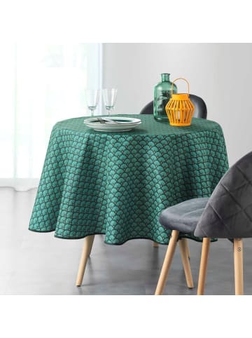 Douceur d’Intérieur Runde Tischdecke ALIANOR aus Polyester in Grün, (B) 180 x (L) 180 cm