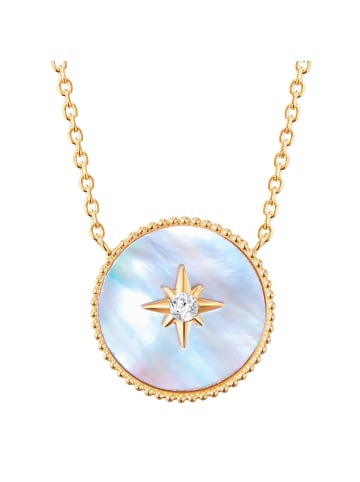 Valero Pearls Halskette aus Edelstahl mit Preciosa und Perlmutt in gelbgold