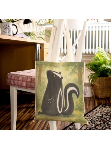 Mr. & Mrs. Panda Einkaufstasche Stinktier Sitzen Design ohne Spruch in Weiß