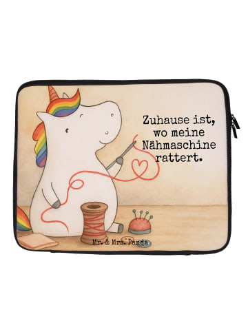 Mr. & Mrs. Panda Laptoptasche Einhorn Näherin Design mit Spruch in Weiß