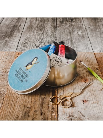 Mr. & Mrs. Panda Keksdose Pinguin Angler mit Spruch in Eisblau