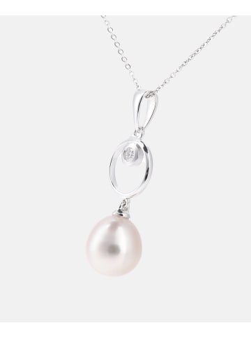 Diamant L'éternel Halskette mit Anhänger aus 375 Weißgold mit 0.03 Karat Diamant mit Perle in S...