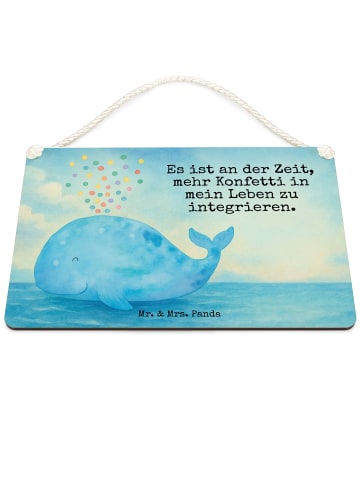 Mr. & Mrs. Panda Schild Wal Konfetti Design mit Spruch in Weiß