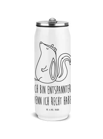 Mr. & Mrs. Panda Thermosflasche Stinktier Sitzen mit Spruch in Weiß