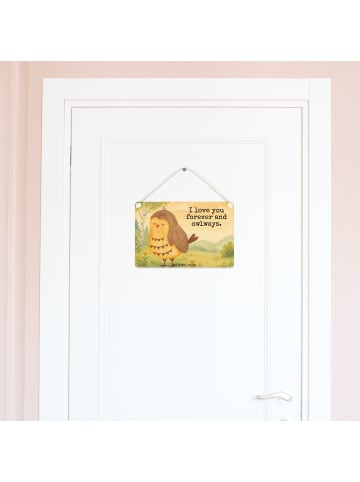 Mr. & Mrs. Panda Schild Eule Zufrieden Design mit Spruch in Weiß