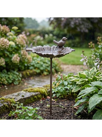 relaxdays Vogeltränke "Blatt" in Braun - (B)22,5 x (H)93 x (T)14 cm