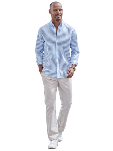 John Devin Langarmhemd in blau-gestreift