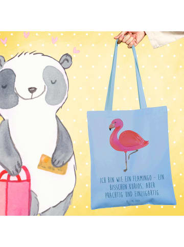 Mr. & Mrs. Panda Beutel Flamingo Classic mit Spruch in Sky Blue
