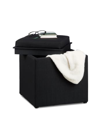 relaxdays Sitzhocker in Schwarz - (B)40,5 x (H)42x (T)40,5 cm
