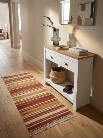 KADIMA DESIGN Konsolentisch | Weiß/Eiche, 85x35x76cm, Schubladen