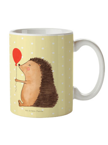 Mr. & Mrs. Panda Geschenktasse Igel Luftballon ohne Spruch in Gelb Pastell