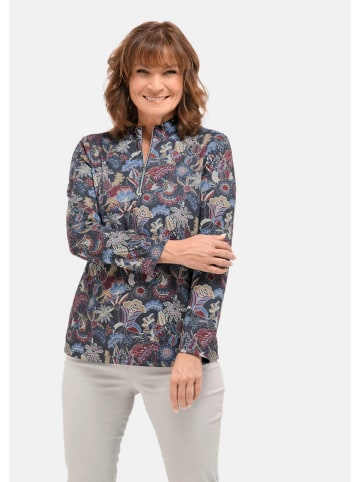 GOLDNER Weicher Herbstsweater, Reißverschluss in dunkelblau / dunkelrot / gemustert