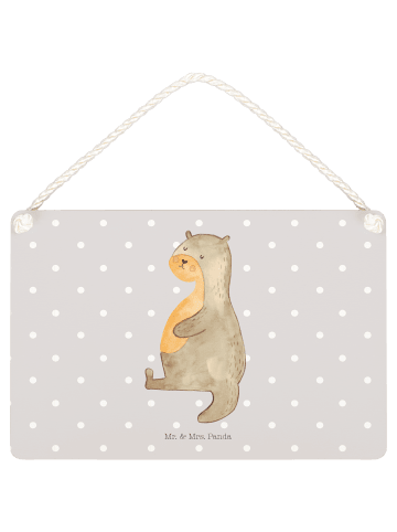 Mr. & Mrs. Panda Schild mit Spruch Otter Bauch ohne Spruch in Grau Pastell