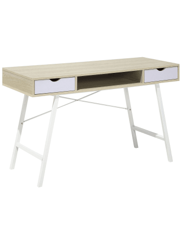Beliani Schreibtisch CLARITA in Braun/Weiß - (W) 120 x (H) 77 x (L) 48 cm