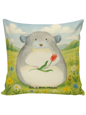 Mr. & Mrs. Panda Kissen Chinchilla Blume Design ohne Spruch in Weiß