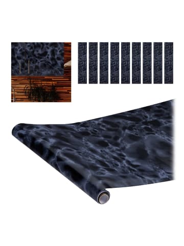 relaxdays 10 x Klebefolie Marmoroptik in Schwarz - (B)45 x (T)200 cm