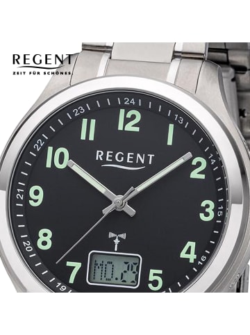 Regent Funkuhr Regent Titan-Uhren silber extra groß (ca. 42mm)