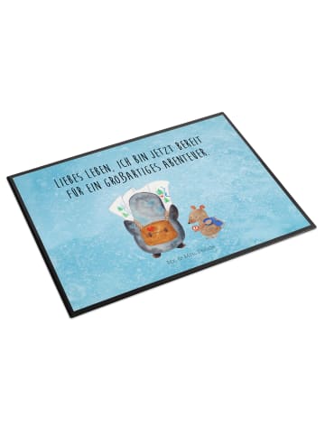 Mr. & Mrs. Panda Tischmatte Pinguin & Maus Wanderer mit Spruch in Eisblau