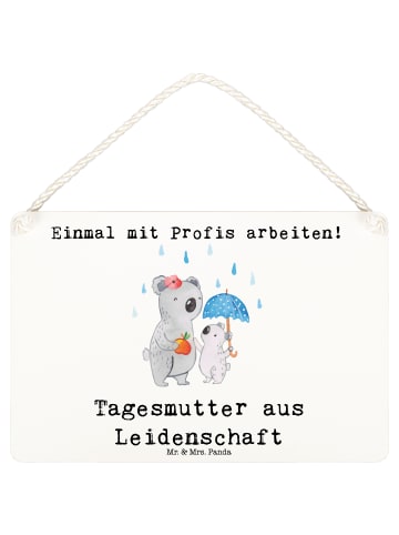 Mr. & Mrs. Panda Deko Schild Tagesmutter Leidenschaft mit Spruch in Weiß