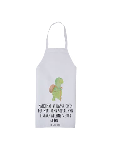 Mr. & Mrs. Panda Schürze Schildkröte Wanderer mit Spruch in Weiß