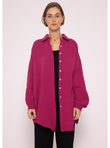 SASSYCLASSY Ultra Oversize Musselin-Blusenhemd lange Variante in Fuchsia