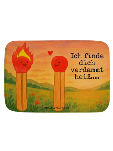 Mr. & Mrs. Panda Bad Läufer Streichhölzer Design mit Spruch in Weiß