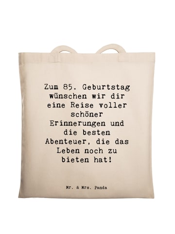 Mr. & Mrs. Panda Shopping Tasche Spruch 85. Geburtstag mit Spruch in Creme