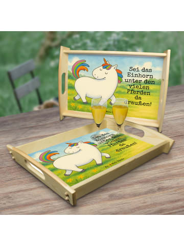 Mr. & Mrs. Panda Tablett Einhorn Stolzieren Design mit Spruch in Weiß