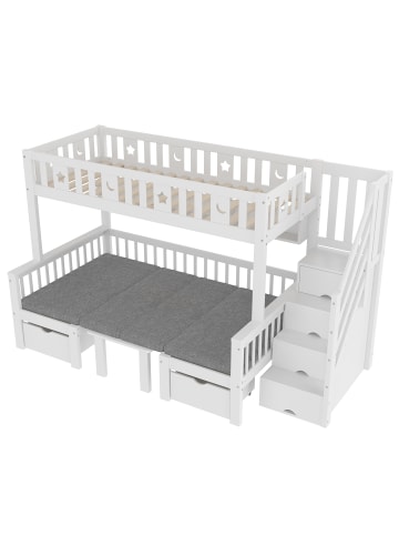 ABRIHOME 90x200cm Multifunktionales Kinder-Hochbett 2 in 1 Bett und Schreibtisch