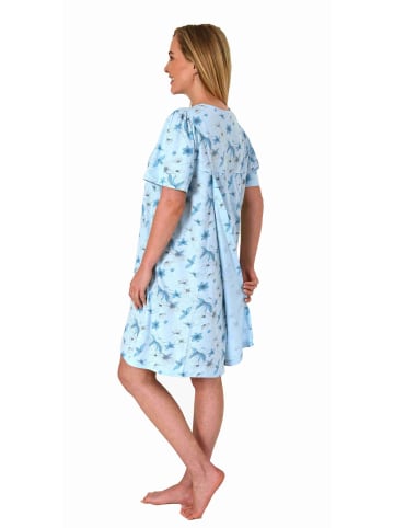 NORMANN Pflegenachthemd kurzarm Rückenteil offen - 73962 in hellblau