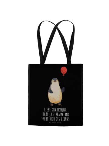 Mr. & Mrs. Panda Tasche Pinguin Luftballon mit Spruch in Schwarz