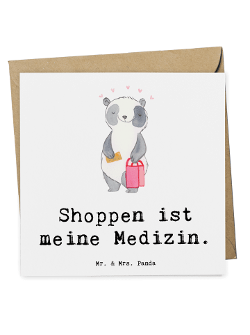 Mr. & Mrs. Panda Deluxe Karte Panda Shopping mit Spruch in Weiß