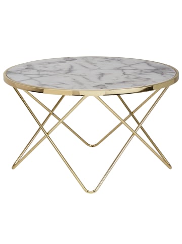 KADIMA DESIGN Design Couchtisch Marmor Optik Weiß Rund Ø 85 cm Metall-Gestell