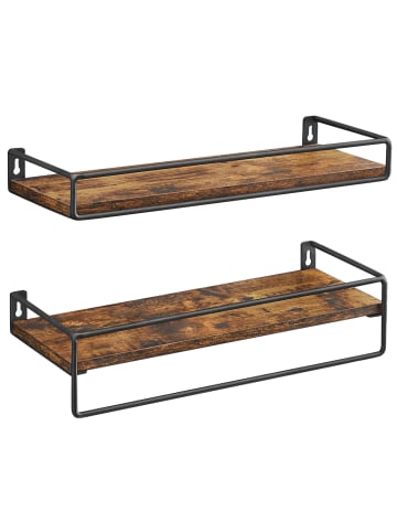 VASAGLE 2er-Set: Wandregal Barnet-old in Braun-Schwarz - (B)40 x (H)9.5 x (T)15.5 cm
