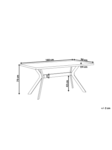 Beliani Esszimmertisch BENSON in Grau/Schwarz - (W) 90 x (H) 75 x (L) 160 cm